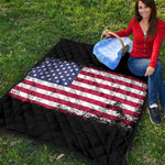 Grunge American Flag Print Quilt