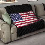 Grunge American Flag Print Quilt