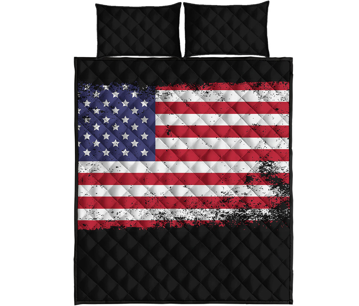 Grunge American Flag Print Quilt Bed Set