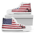 Grunge American Flag Print White High Top Sneakers