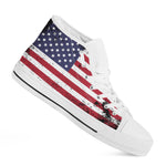 Grunge American Flag Print White High Top Shoes