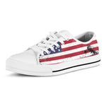 Grunge American Flag Print White Low Top Shoes