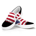 Grunge American Flag Print White Slip On Sneakers