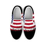 Grunge American Flag Print White Slip On Shoes