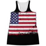 Grunge American Flag Print Women's Racerback Tank Top
