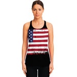 Grunge American Flag Print Women's Racerback Tank Top