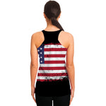 Grunge American Flag Print Women's Racerback Tank Top