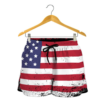 Grunge American Flag Print Women's Shorts
