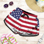 Grunge American Flag Print Women's Shorts