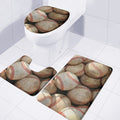 Grunge Baseballs Print 3 Piece Bath Mat Set