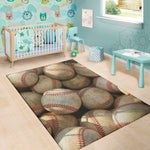 Grunge Baseballs Print Area Rug