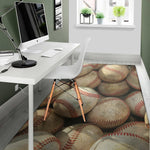 Grunge Baseballs Print Area Rug