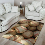 Grunge Baseballs Print Area Rug