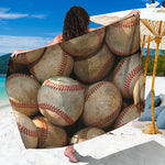 Grunge Baseballs Print Beach Sarong Wrap