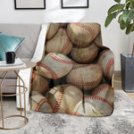 Grunge Baseballs Print Blanket