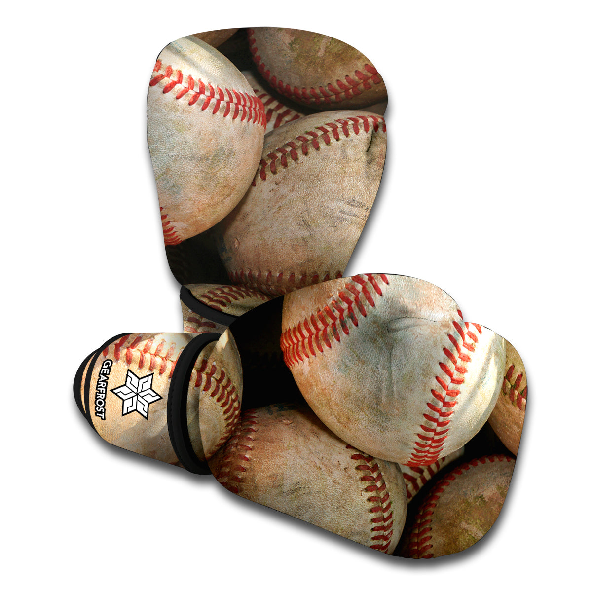 Grunge Baseballs Print Boxing Gloves