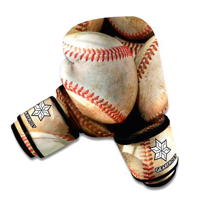 Grunge Baseballs Print Boxing Gloves