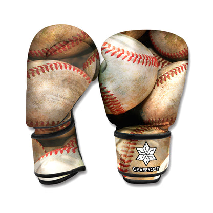 Grunge Baseballs Print Boxing Gloves
