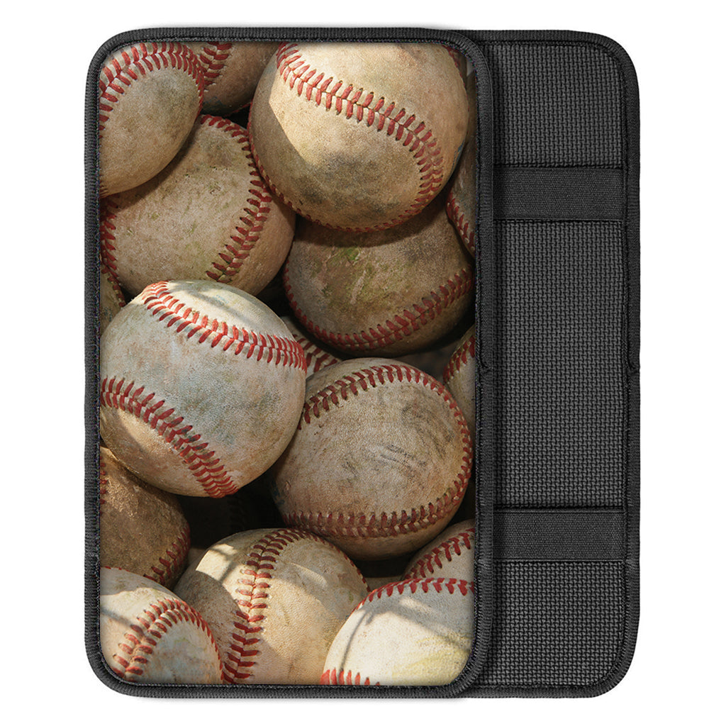 Grunge Baseballs Print Car Center Console Cover