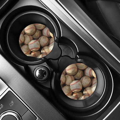 Grunge Baseballs Print Car Coasters