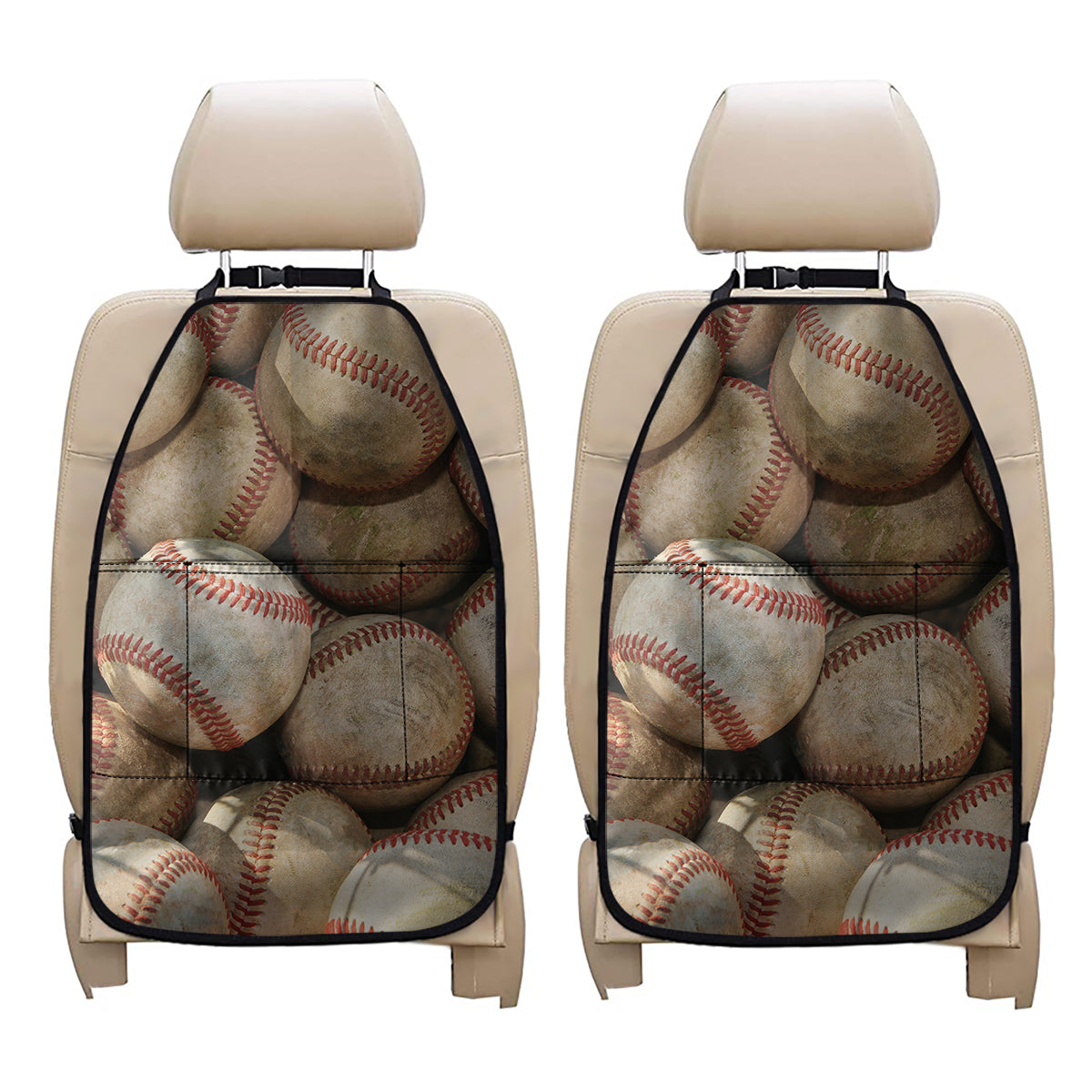Grunge Baseballs Print Car Seat Organizers