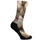 Grunge Baseballs Print Crew Socks