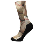 Grunge Baseballs Print Crew Socks