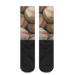 Grunge Baseballs Print Crew Socks