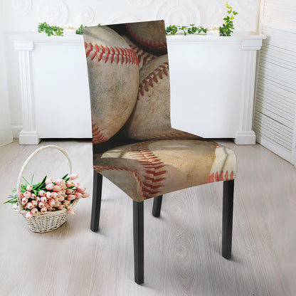 Grunge Baseballs Print Dining Chair Slipcover