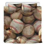 Grunge Baseballs Print Duvet Cover Bedding Set