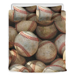 Grunge Baseballs Print Duvet Cover Bedding Set