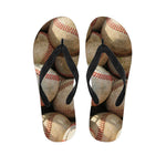 Grunge Baseballs Print Flip Flops