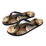 Grunge Baseballs Print Flip Flops