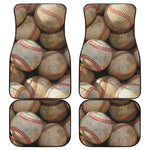 Grunge Baseballs Print Front and Back Car Floor Mats
