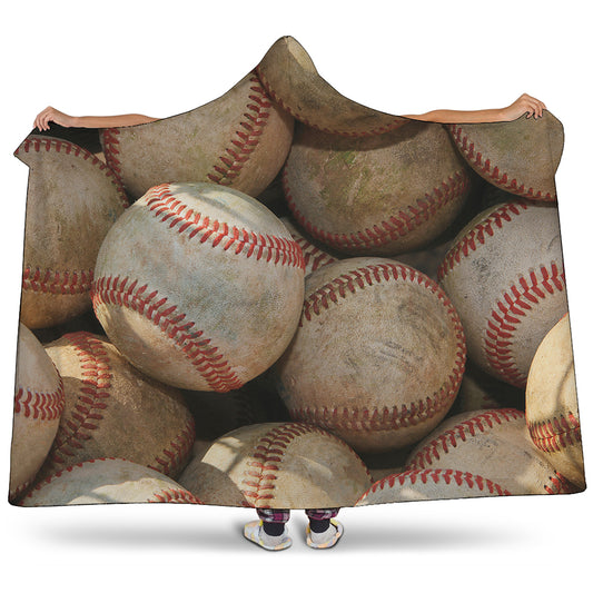 Grunge Baseballs Print Hooded Blanket