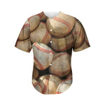 Grunge Baseballs Print Men's Baseball Jersey