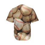 Grunge Baseballs Print Men's Baseball Jersey