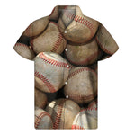 Grunge Baseballs Print Men's Short Sleeve Shirt