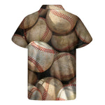 Grunge Baseballs Print Men's Short Sleeve Shirt