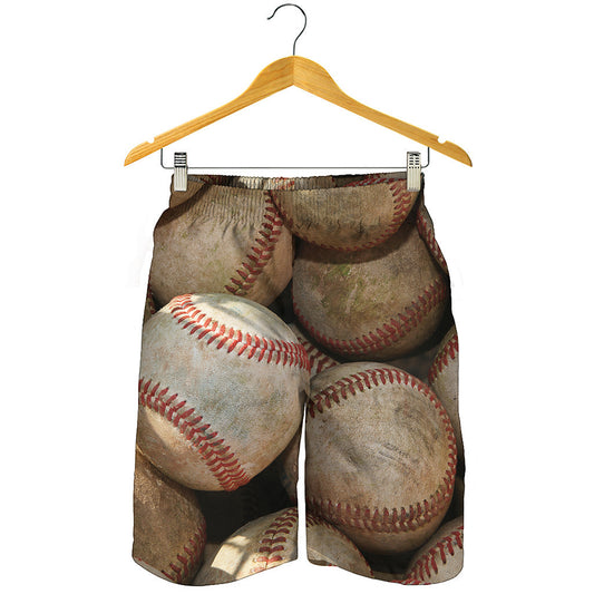 Grunge Baseballs Print Men's Shorts