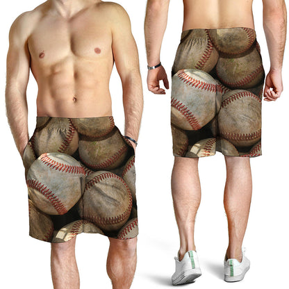 Grunge Baseballs Print Men's Shorts