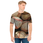 Grunge Baseballs Print Men's T-Shirt