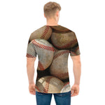 Grunge Baseballs Print Men's T-Shirt