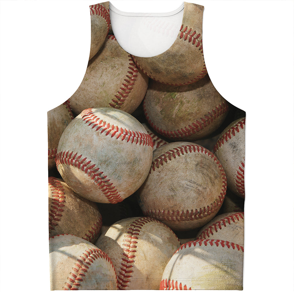 Grunge Baseballs Print Men's Tank Top