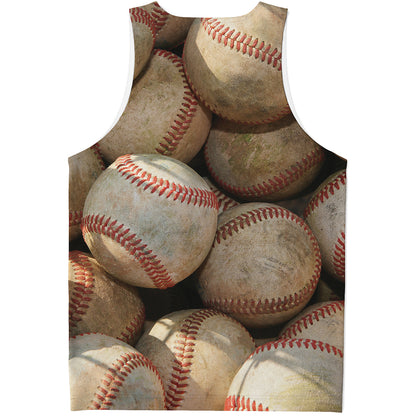 Grunge Baseballs Print Men's Tank Top