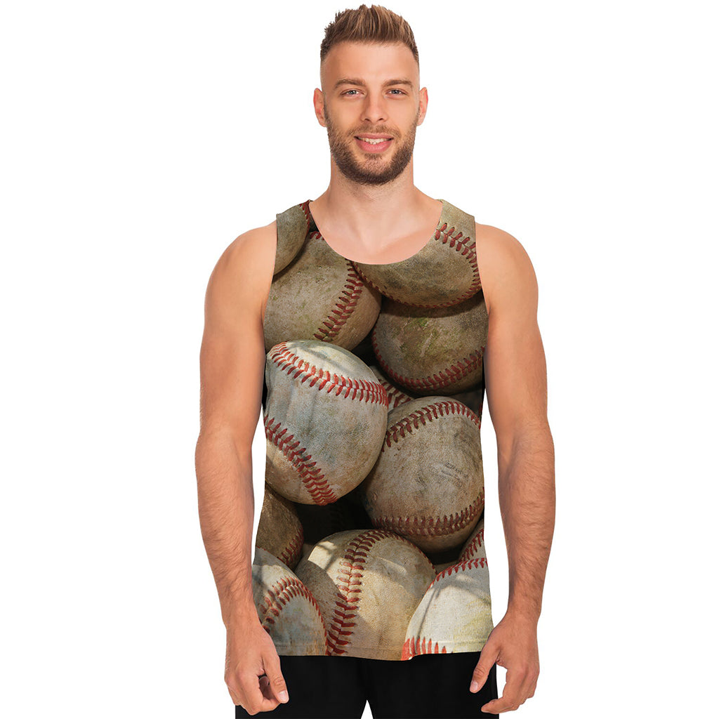 Grunge Baseballs Print Men's Tank Top