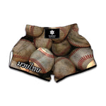 Grunge Baseballs Print Muay Thai Boxing Shorts