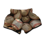 Grunge Baseballs Print Muay Thai Boxing Shorts