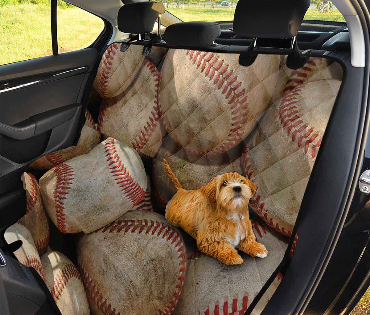 Grunge Baseballs Print Pet Car Back Seat Cover