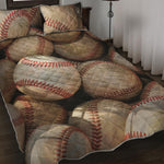 Grunge Baseballs Print Quilt Bed Set